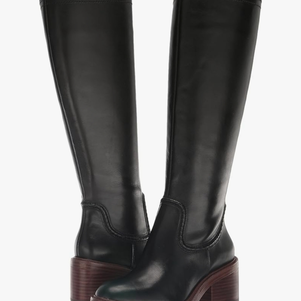 Sleek Black Leather Heeled Boots